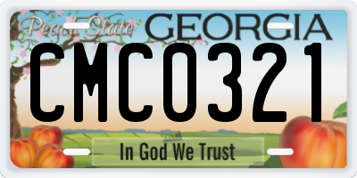 GA license plate CMC0321