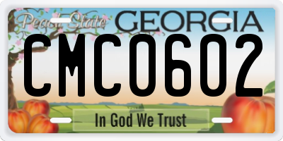 GA license plate CMC0602