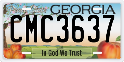 GA license plate CMC3637