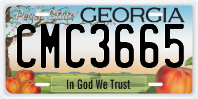GA license plate CMC3665
