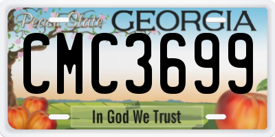 GA license plate CMC3699