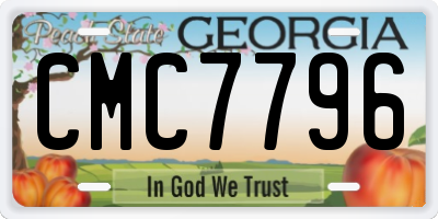GA license plate CMC7796