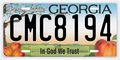 GA license plate CMC8194