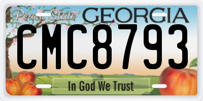 GA license plate CMC8793