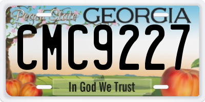 GA license plate CMC9227