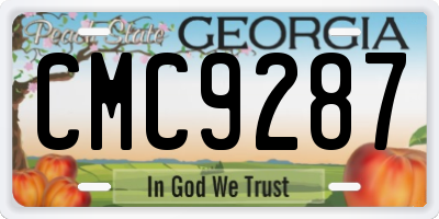GA license plate CMC9287