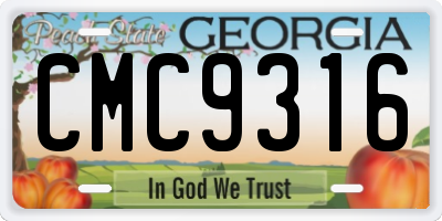 GA license plate CMC9316