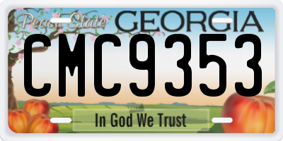 GA license plate CMC9353