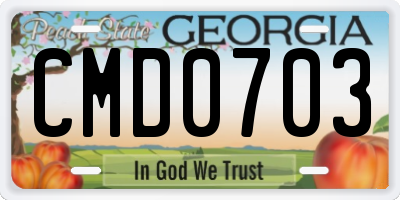 GA license plate CMD0703