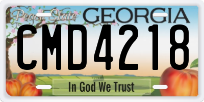 GA license plate CMD4218