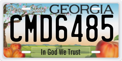 GA license plate CMD6485