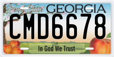 GA license plate CMD6678