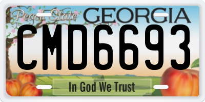 GA license plate CMD6693