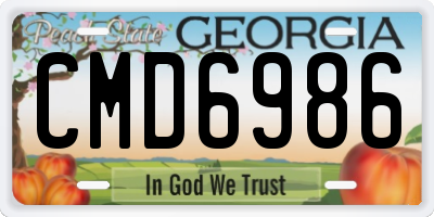 GA license plate CMD6986