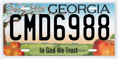 GA license plate CMD6988