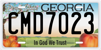 GA license plate CMD7023