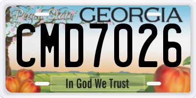 GA license plate CMD7026