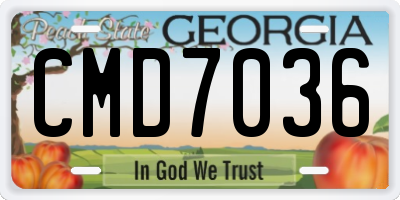 GA license plate CMD7036