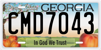 GA license plate CMD7043