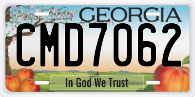 GA license plate CMD7062