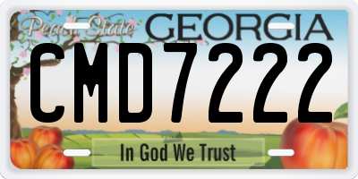 GA license plate CMD7222