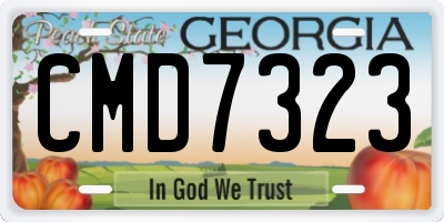 GA license plate CMD7323