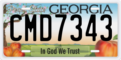 GA license plate CMD7343