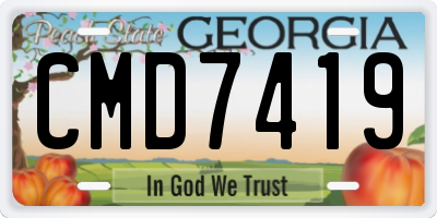 GA license plate CMD7419