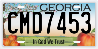 GA license plate CMD7453