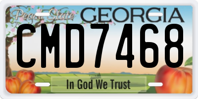 GA license plate CMD7468