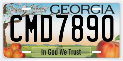 GA license plate CMD7890