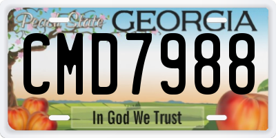 GA license plate CMD7988