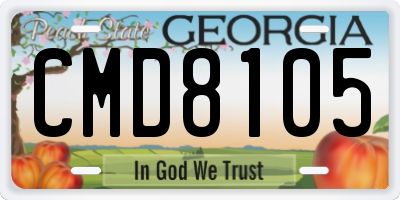 GA license plate CMD8105