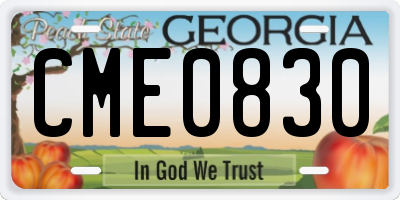 GA license plate CME0830