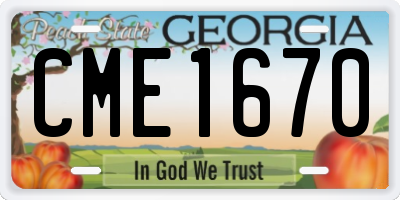 GA license plate CME1670