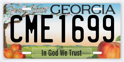 GA license plate CME1699