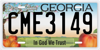GA license plate CME3149