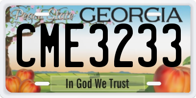 GA license plate CME3233