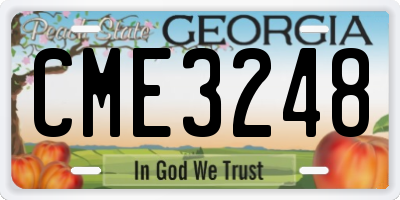 GA license plate CME3248