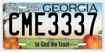 GA license plate CME3337