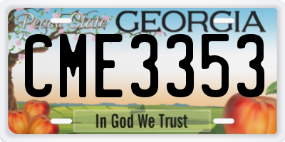 GA license plate CME3353