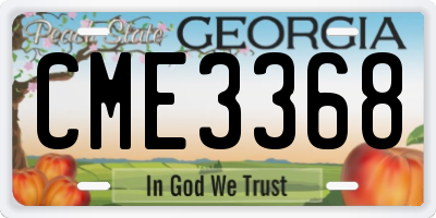 GA license plate CME3368