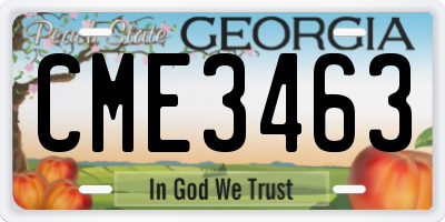 GA license plate CME3463