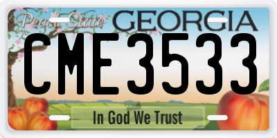 GA license plate CME3533