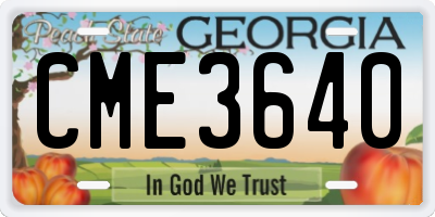 GA license plate CME3640