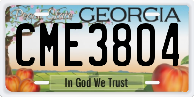 GA license plate CME3804