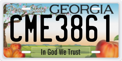 GA license plate CME3861