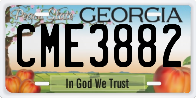 GA license plate CME3882
