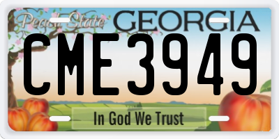 GA license plate CME3949