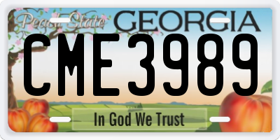 GA license plate CME3989